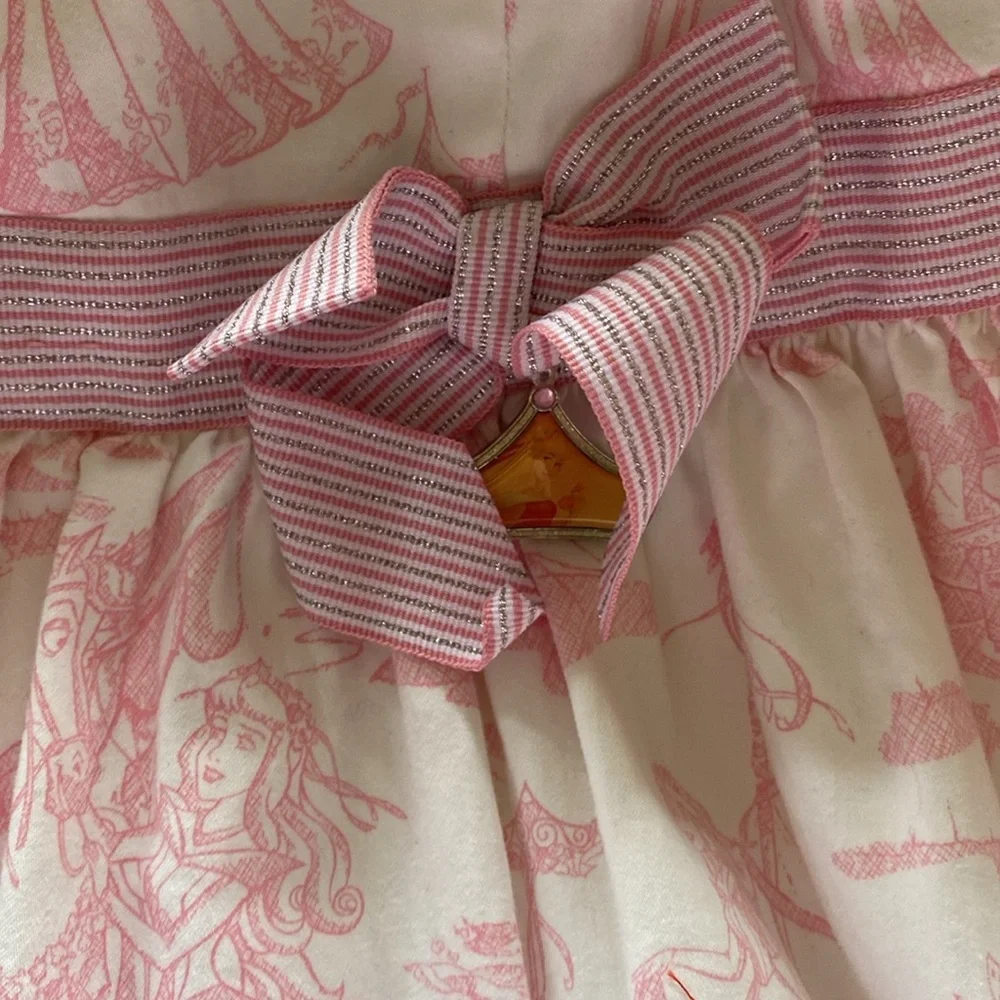Disney Princess Girl’s Pink and White Toile Dress